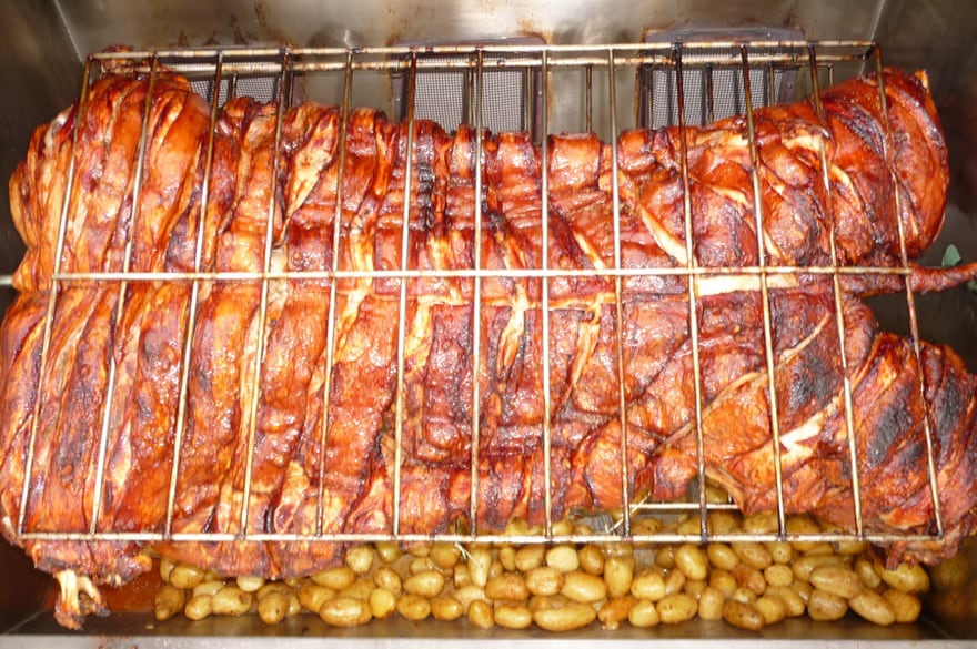 Roast pork and potatoes prepared for a Challas event